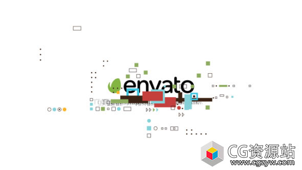 AE模板-多彩信号故障干扰MG风格LOGO片头 Shape Glitch Logo