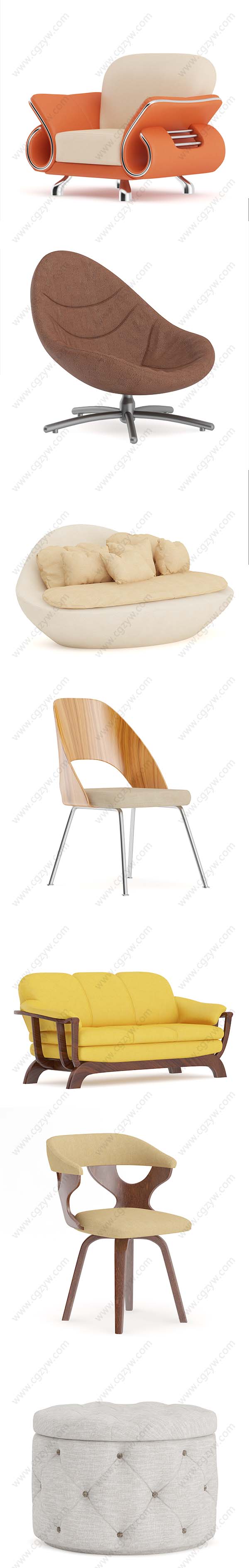 3D客厅家具沙发模型(C4D+C4D VRAY格式)CGAxis Models Volume 78 Furniture VII-图片2