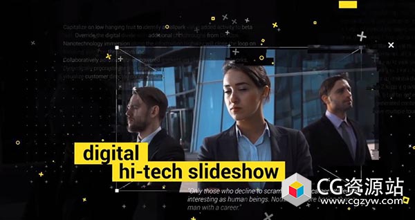 AE模板-商务企业幻灯片数字科技感图片文字片头包装