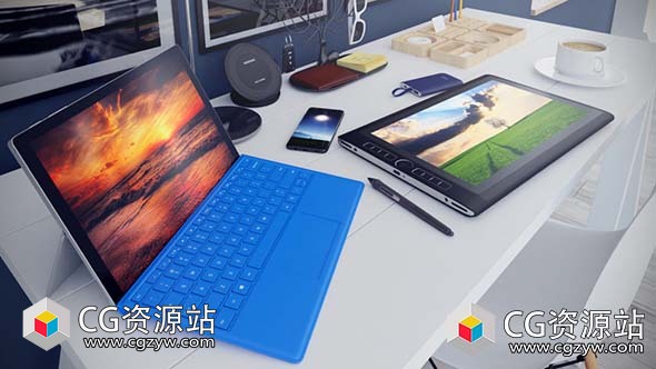 3D电子设备平板电脑模型(C4D+C4D VRAY格式)CGAxis Models Volume 77 Electronics VI