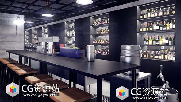 酒吧用具啤酒酒玻璃杯浇注仪器酒桶三维模型的集合(C4D/MAX/FBX/OBJ格式)CGAxis Models Volume 87 Bar Equipment