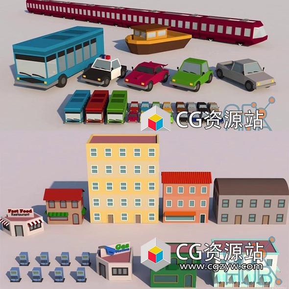 C4D教程-低多边形楼房汽车建模教程两套Udemy – Low Poly Modeling in Cinema 4D – Vol 1-2