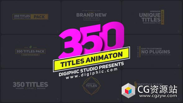 AE模板-350个独特优雅文字标题动画350 Titles Animation Pack