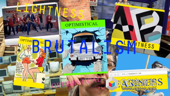 AE模板-创意抽象粗犷故障黑客色彩片头 Brutalism