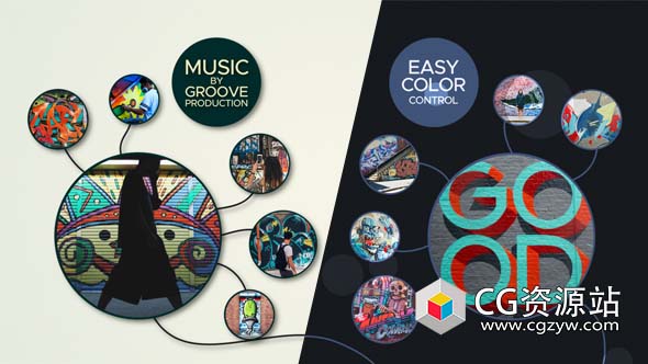 AE模板-企业公司产品宣传圆链接网络图文展示 Connected