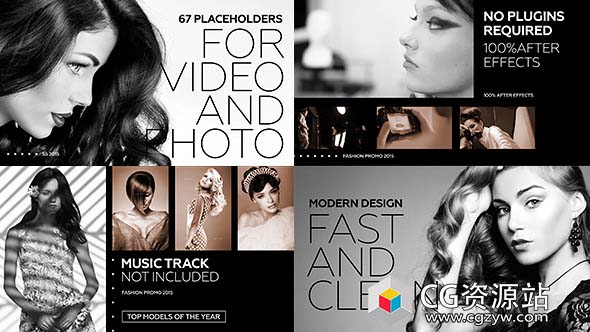 AE模板-黑色时尚魅力照片幻灯片宣传展示Black Fashion Promo