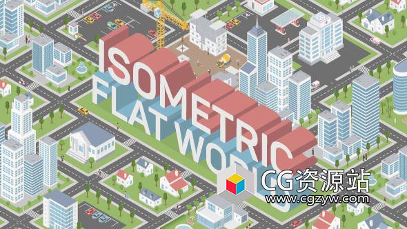 AE模板-MG动画扁平化三维等距城市场景地图元素工具包-图片1