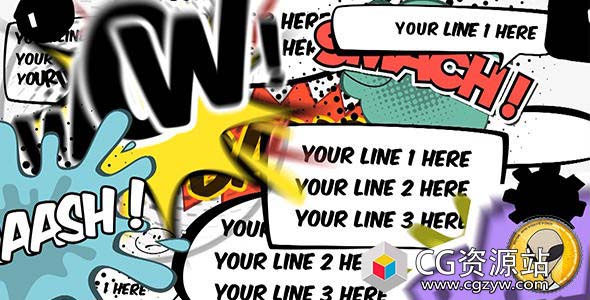 AE模板-漫画泡泡对话框卡通搞笑综艺爆炸字幕动画