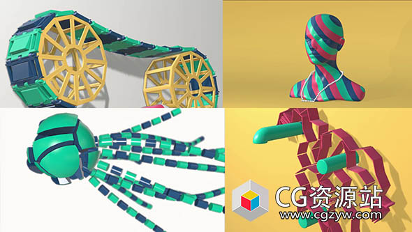 C4D弹簧铰链动态链接器插件Cineversity CV-Dynamic Connector含视频教程