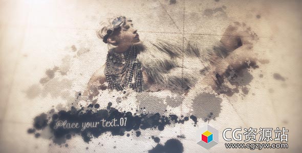 AE模板-墨水下落飞溅电视婚礼图片开场 Arte