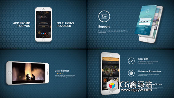 AE模板-iPhone手机应用程序APP展示动画 App Promo