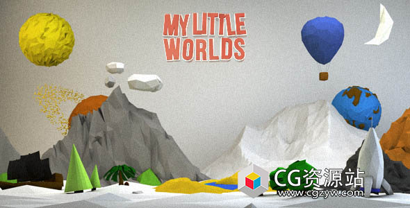 AE模板-儿童卡通场景低多边形片头动画 My Little Worlds