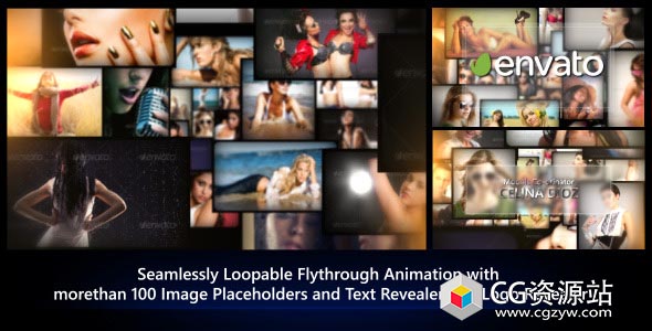 AE模板-三维空间周年庆典生日庆照片相册飞入动画 Photos Galaxy – Loopable Flythrough Animation