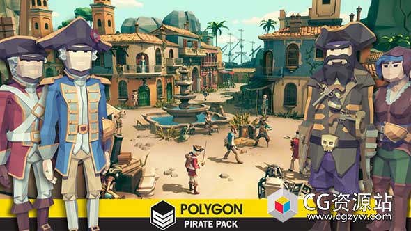 Unity低多边形海盗包角色建筑物道具物品环境资源包 Unity Asset – POLYGON – Pirates Pack v1.0