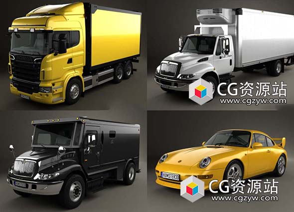 汽车3D模型合集（保时捷/卡车/装甲卡车/方形卡车)