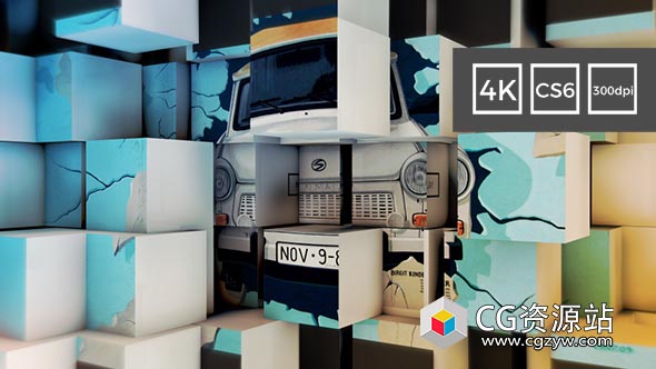 AE模板-4K分辨率三维方块墙翻转创意广告视频转场包装 3D Cubes Wall Slideshow in 4K