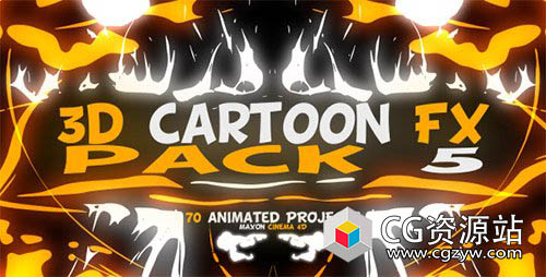 C4D预设-3D卡通液体飞溅烟雾特效包 3D Cartoon FX Pack 5