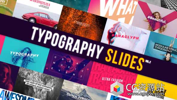 AE模板-20组时尚文字标题字幕条动画-Typography Slides Corporate