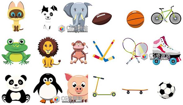 AE模板-可爱儿童日常生活卡通图标元素MG动画