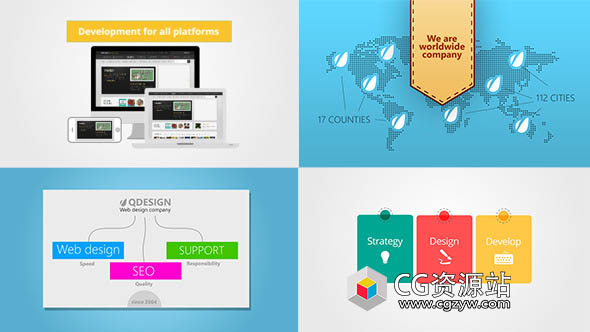 AE模板-网站宣传介绍SEO优化推广视频片头动画 Web Studio Promo