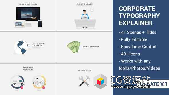 AE模板-商务企业宣传介绍MG动画片头 Corporate Typography Explainer