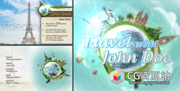 AE模板-旅行展示包环形地球旅游景点介绍包装 Travel Show Pack