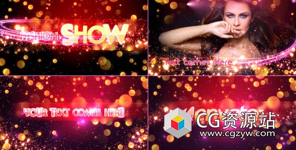 AE模板-时尚幻灯片闪光粒子模特走秀婚礼相册视频包装