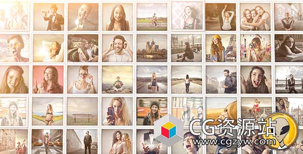 AE模板-流行照片墙朋友假期图像回忆动画片头 Mosaic Pop Photos Displays