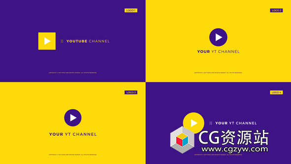 AE模板-4K扁平化时尚Logo动画 Logo Openers