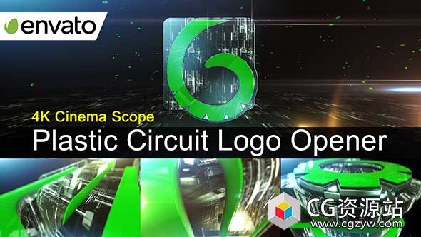 AE模板-E3D塑料电路标志科技感三维Logo动画 Plastic Circuit Logo Opener Element 3D