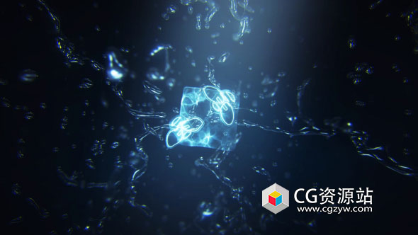 AE模板-液体水旋转飞溅标志LOGO片头动画Water Splash Logo