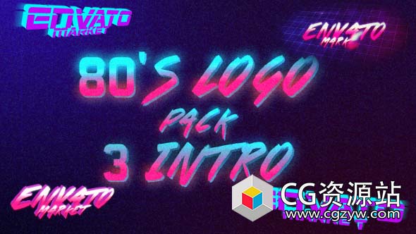 AE模板-80年代复古游戏文字Logo动画 80’s Logo Intro Pack 3 in 1
