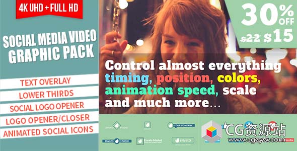AE模板-社交媒体视频图形包片头包装 Social Media Video Graphic Pack