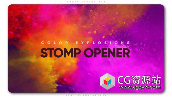 AE模板-彩色颜料爆炸跺脚快闪开场片头 Color Explosions Stomp Opener