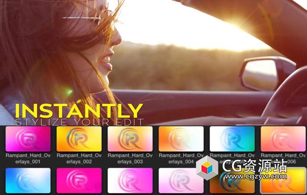 FCPX插件-40组漏光强光效叠加预设