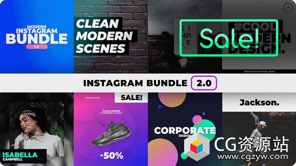 AE模板-时尚社交媒体网络包装展示动画 Instagram Bundle