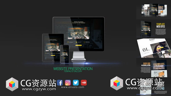 AE模板-wordpress网站演示宣传展示片头 Website Presentation