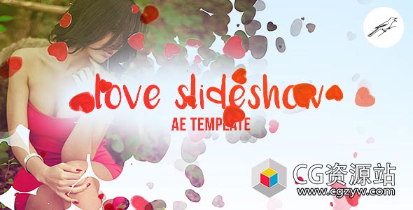 AE模板-爱情幻灯片爱心遮罩照片相册片头 Love Slideshow