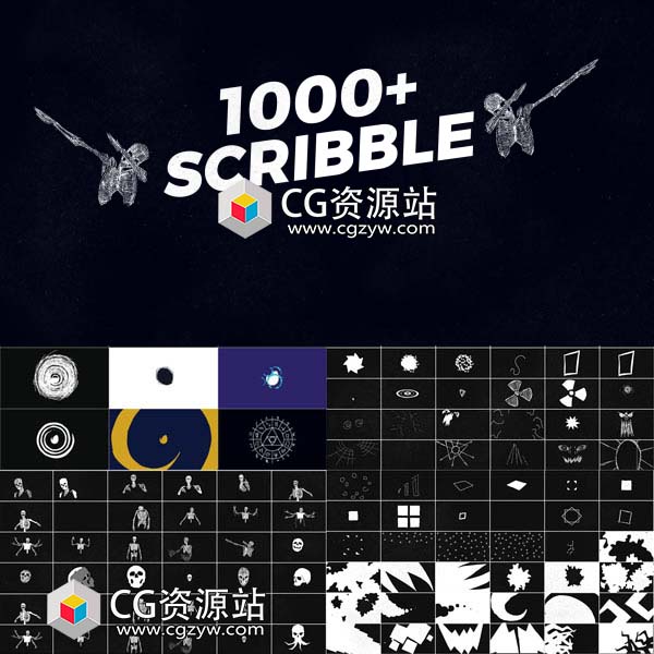 AE模板+PR脚本-1000+手绘涂鸦装饰MG动画图形元素-图片1