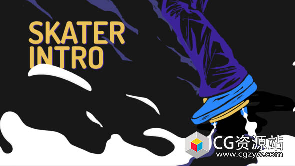 AE模板-卡通动态滑板MG动画片头 Skater Intro