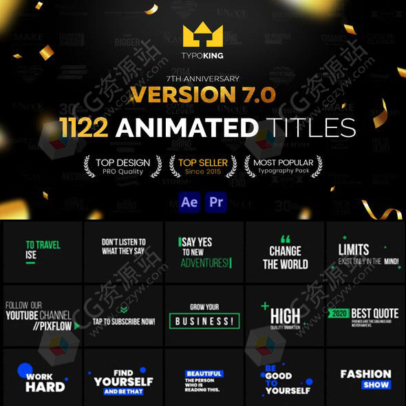 AE/PR脚本-1122种时尚动感文字标题排版字幕条动画 更新V7-图片1