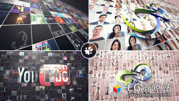 AE模板-多视频3D标志照片墙Logo动画 Multi Video 3D Logo