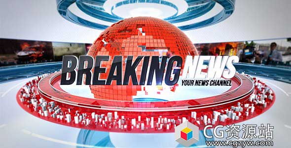 AE模板-三维24小时新闻栏目包装片头 24 Broadcast News Complete TV Package