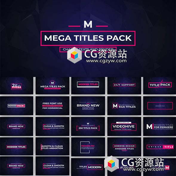 PR模板-252组Premiere文字标题字幕动画预设(仅支持英文版Pr)