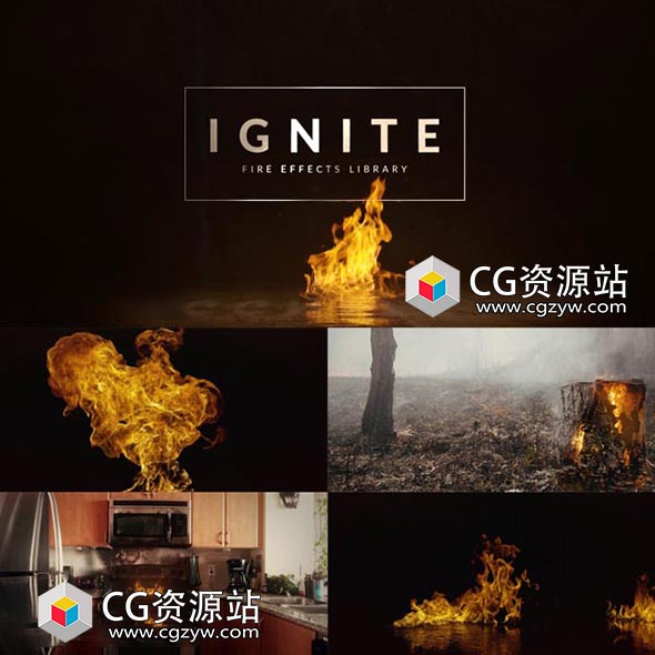 554组地面水面火焰燃烧喷发4K特效合成视频素材