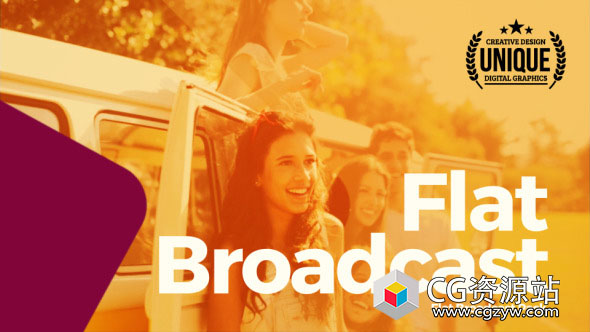 AE模板-时尚电影或电视节目开场栏目包装视频片头 Flat Broadcast Pack