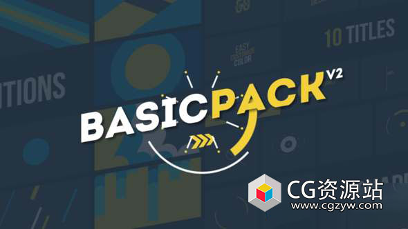 AE模板-扁平化图形过渡文字标题MG动画 Basic Pack