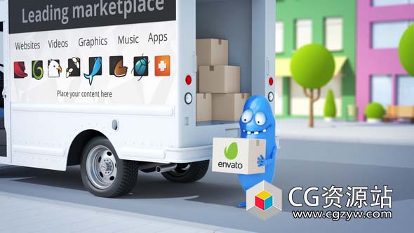 AE模板-三维卡通小人快递公司Logo动画 Logo with Bobby