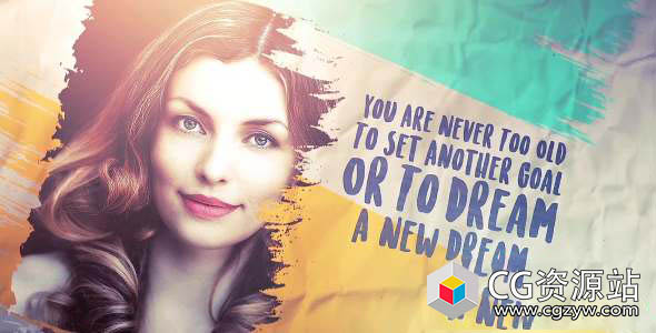 AE模板-画笔描边幻灯片遮罩图片展示片头 Brush Stroke slideshow Images and Quotes