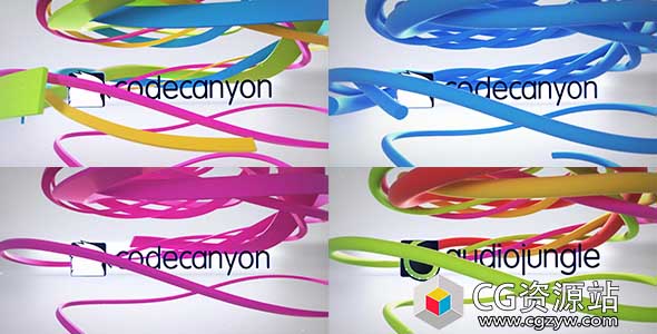 AE模板-三维丝带标志路径生长Logo动画 Clean Ribbon Logo Reveal